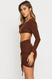 Brown Midi Dress Long Sleeve