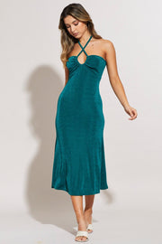 Green Midi Dress Keyhole