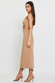 Gold Midi Dress Sleeveless
