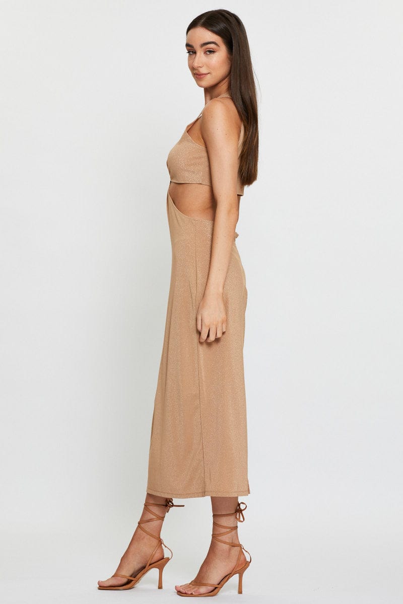 Gold Midi Dress Sleeveless