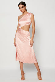 Pink Midi Dress Satin