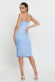 Polka Dot Midi Dress Sleeveless Evening