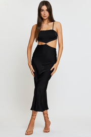Black Midi Dress Satin