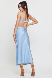 Blue Midi Dress Satin