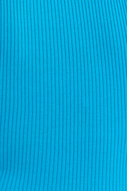 Blue Bodycon Midi Dress Round Neck Knit