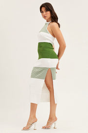 Multi Halter Knit Midi Dress