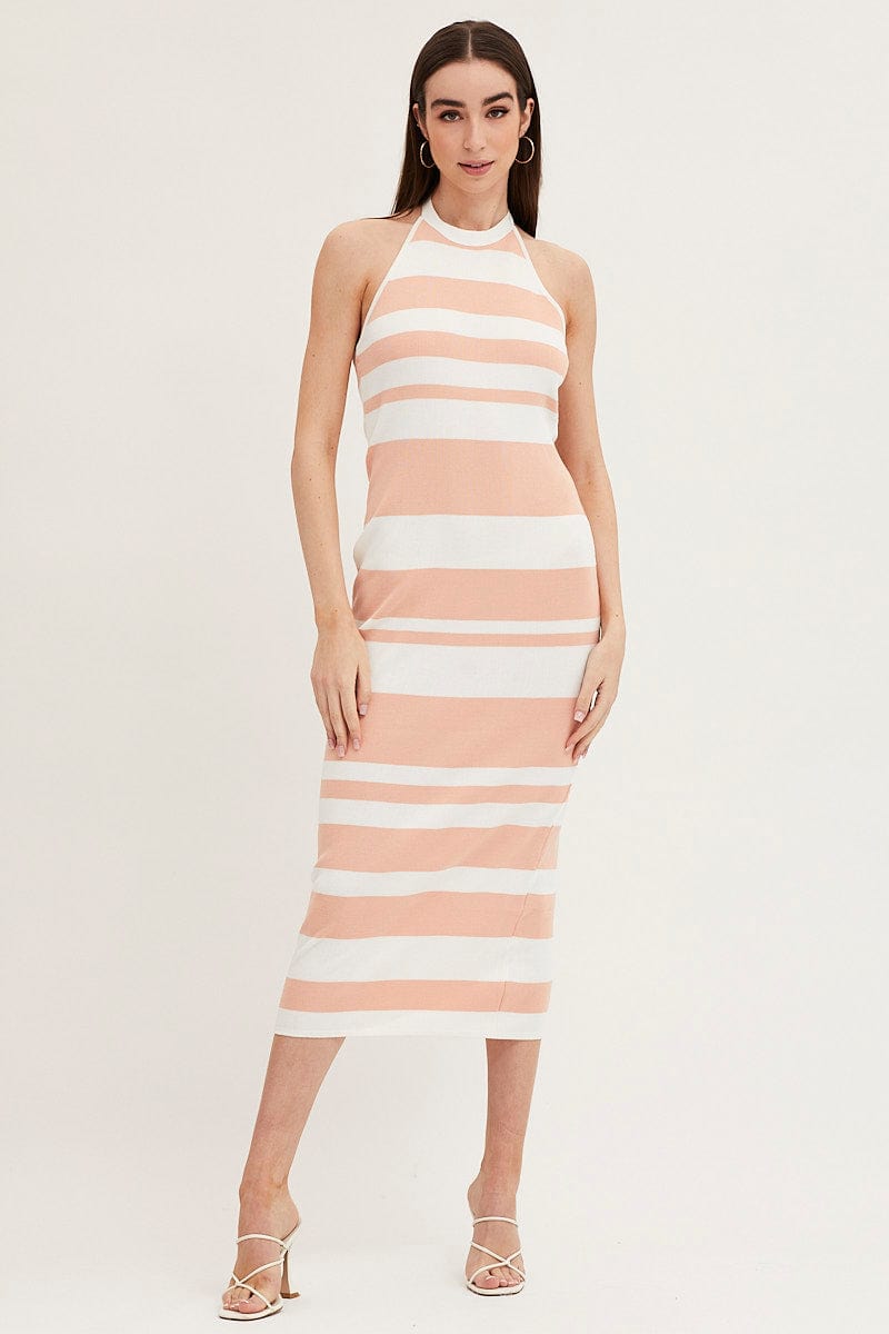 Multi Kint Midi Dress