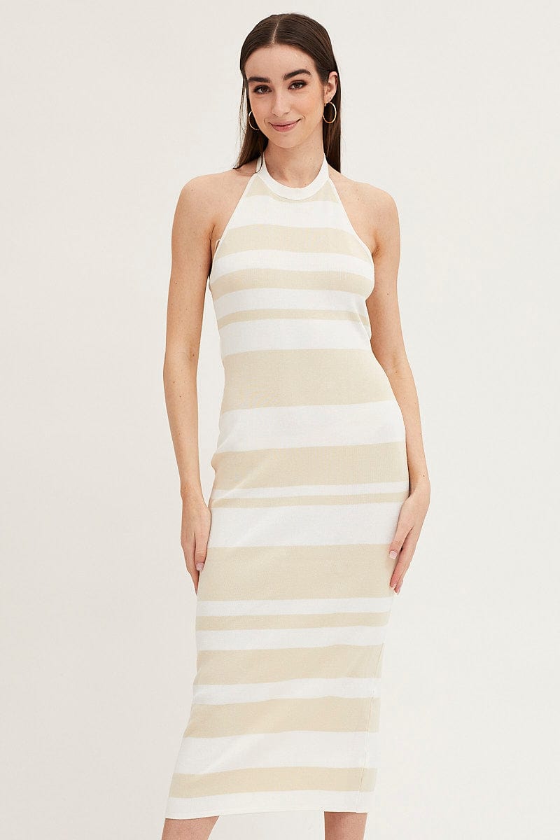 Multi Kint Midi Dress