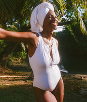The Malibu One Piece - Eco Ribbed - White - Long Torso