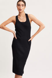 Black Keyhole Dress Sleeveless Midi Knit