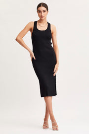 Black Keyhole Dress Sleeveless Midi Knit