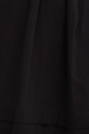 Black Short Sleeve Ruched Midi Dress