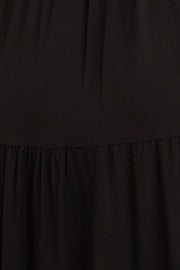 Black Tied Shoulder Tiered Midi Dress
