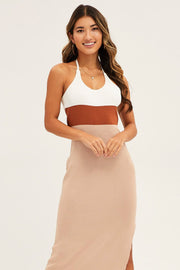 Multi Colorblock Kint Midi Dress
