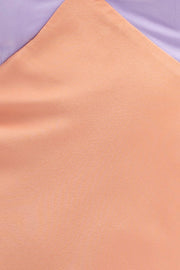 Multi Slip Dress Midi V Neck Colour Block Satin