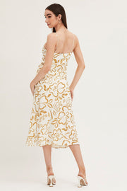 Print Linen Slip Midi Dress