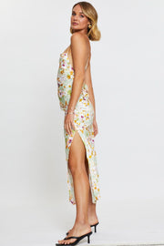 Print Midi Dress Cowl Neck